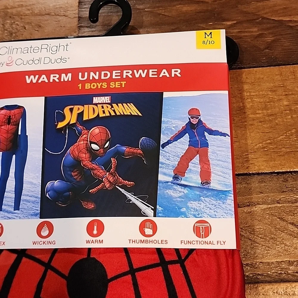 ClimateRight by Cuddl Duds Spiderman Boys Thermal Set Size Medium 8/10 - Picture 3 of 11